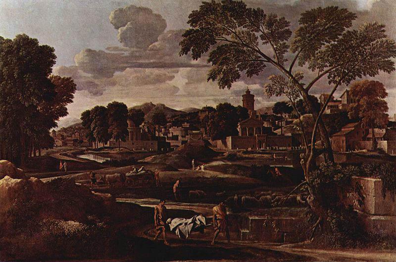 Nicolas Poussin Landschaft mit dem Begrabnis des Phokos oil painting image